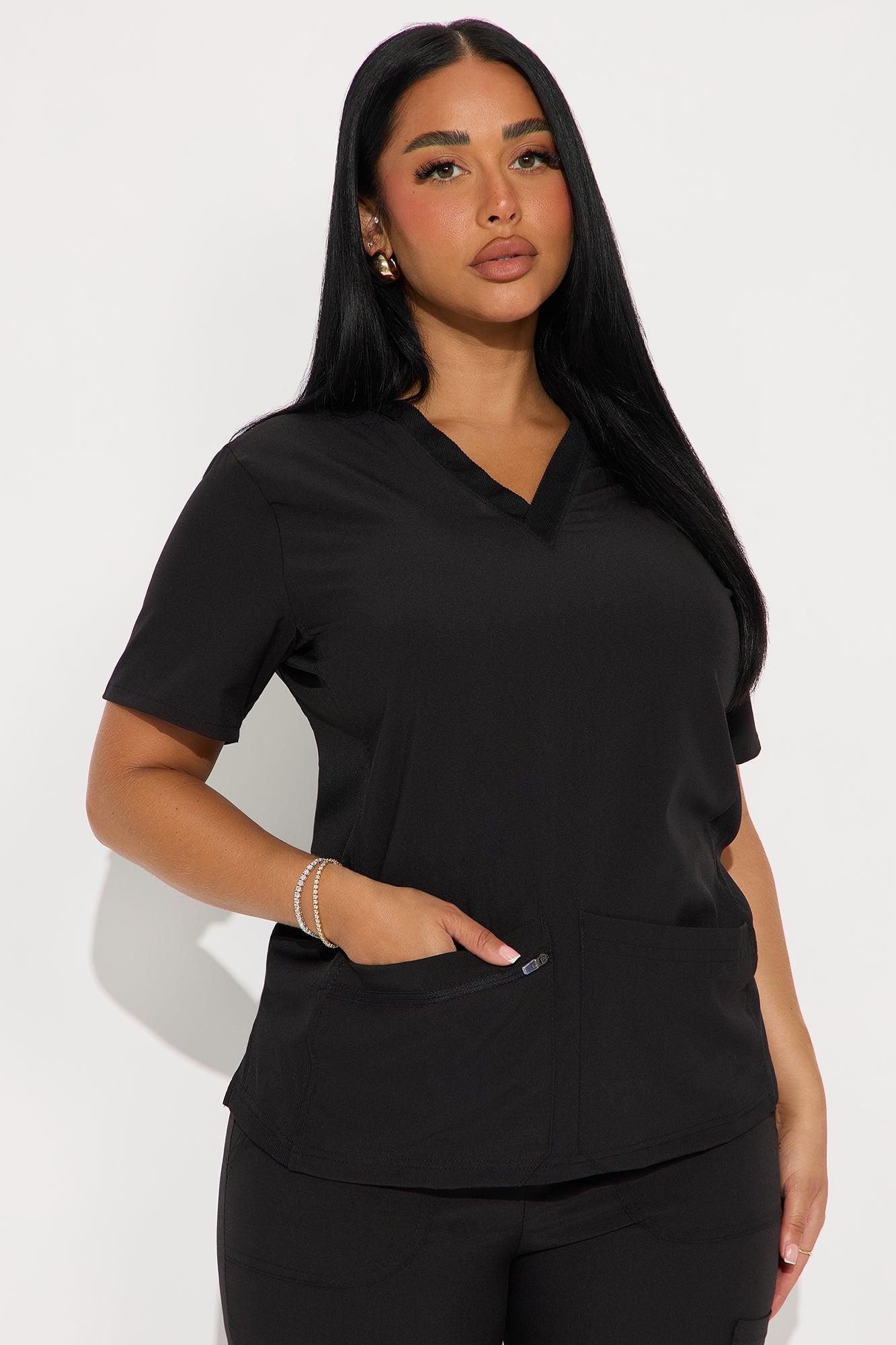 Cover The Rooms 4 Way Stretch V-Neck Jogger Scrub Set - Black Female Product Image