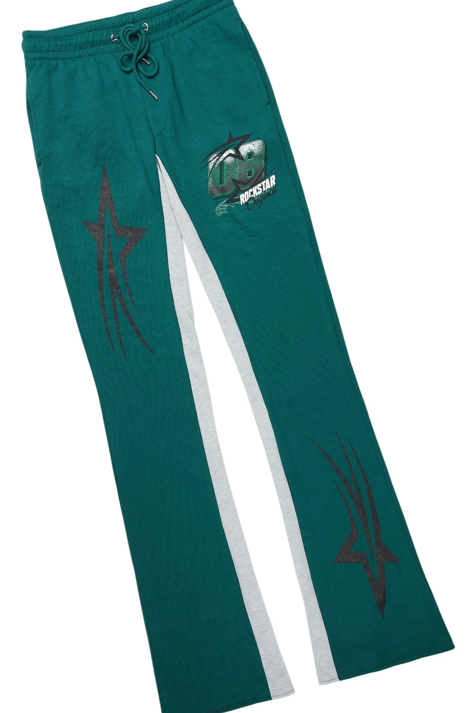 Kastell White/Green T-Shirt/Stacked Baggy Track Pant Set Male Product Image