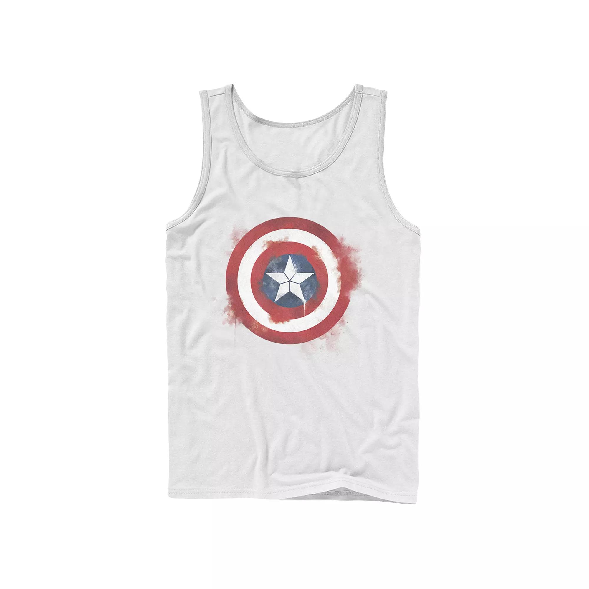 Men's Captain America Smudged Paint Shield Painting Graphic Tank,  Product Image