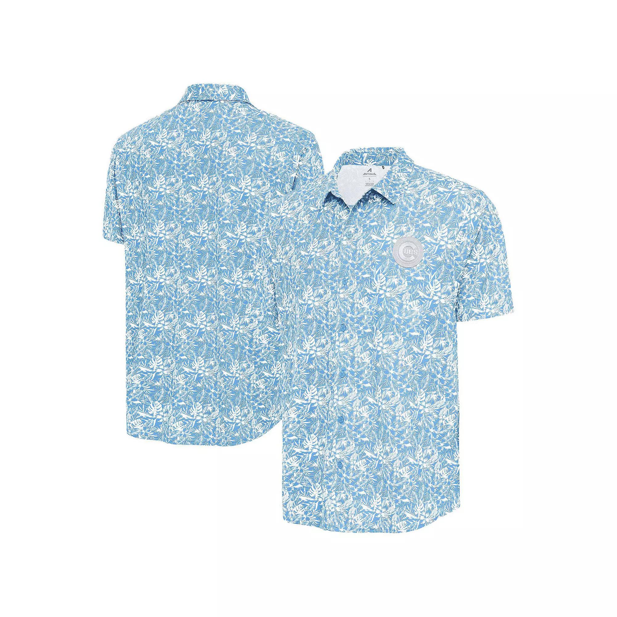 Men's Antigua Powder Blue Chicago Cubs Resort Button-Up Shirt, Size: Medium, Light Product Image