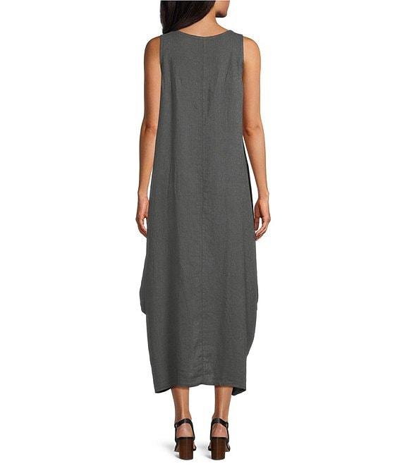 M Made in Italy Crew Neck Sleeveless Midi Shift Dress Product Image