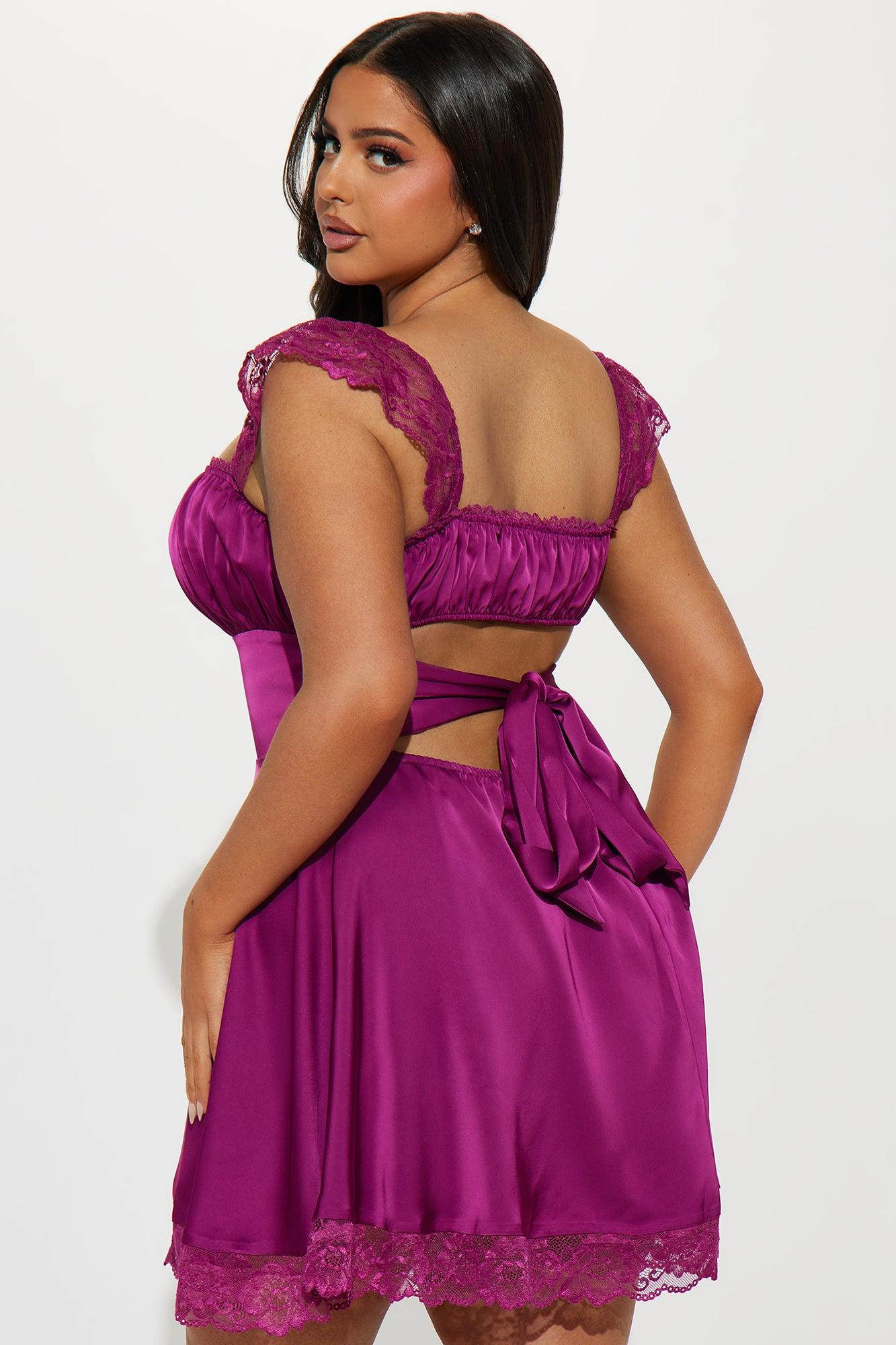 Clara Satin Mini Dress - Plum Product Image