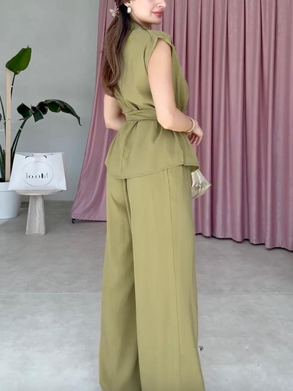 Straight Leg Solid Color Split-Joint Pants Trousers Product Image