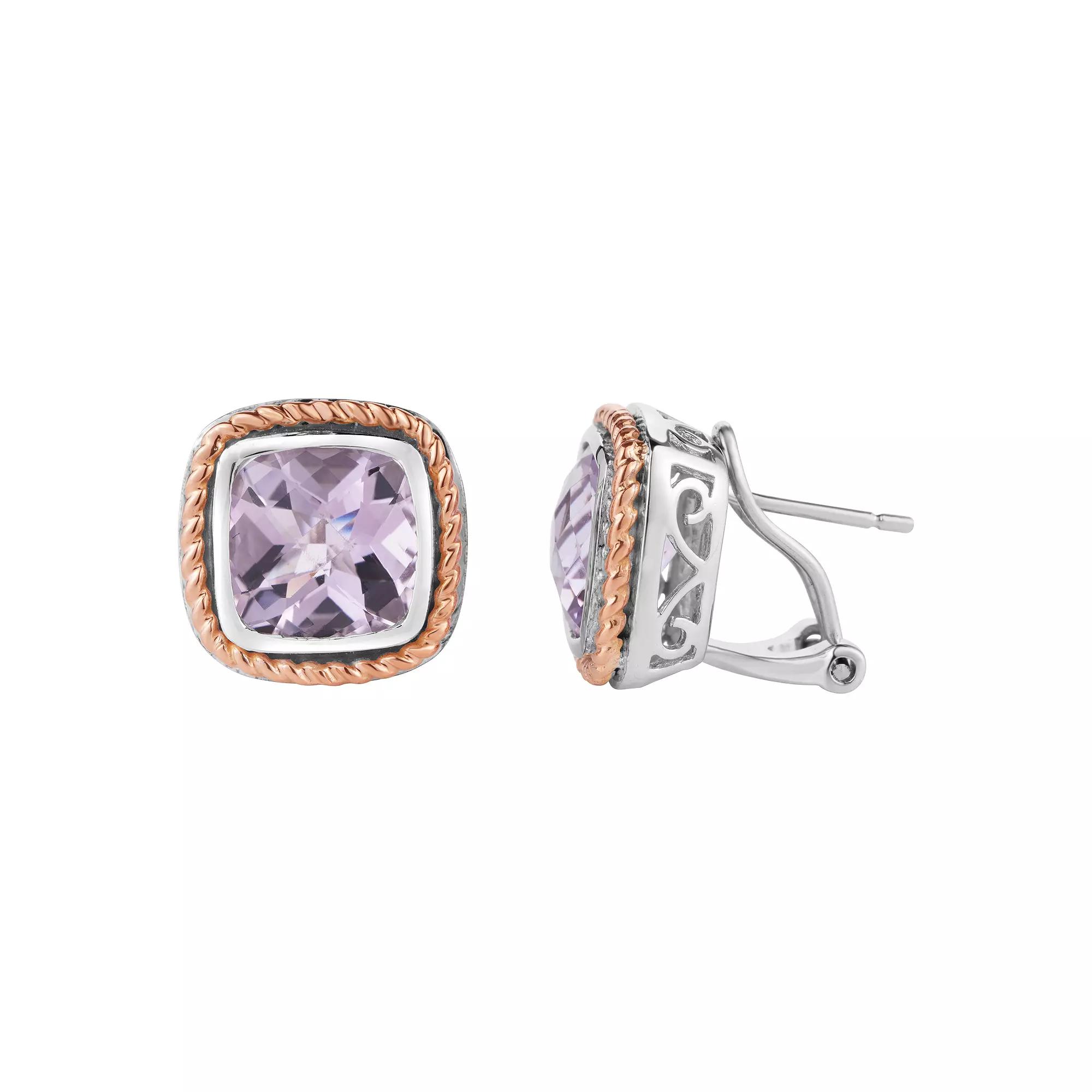 Oro Leoni Sterling Silver Amethyst Earrings, Women's Product Image