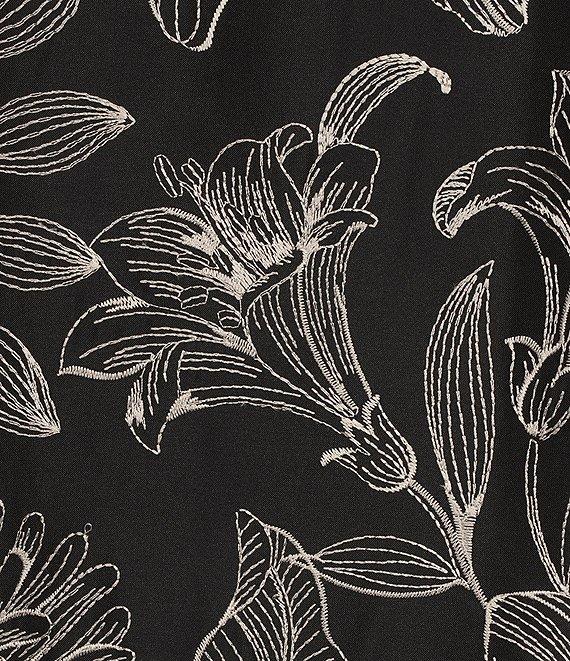 Caroline Rose Exotic Floral Embroidered Jacquard Spread Collar 3/4 Sleeve Statement Jacket Product Image