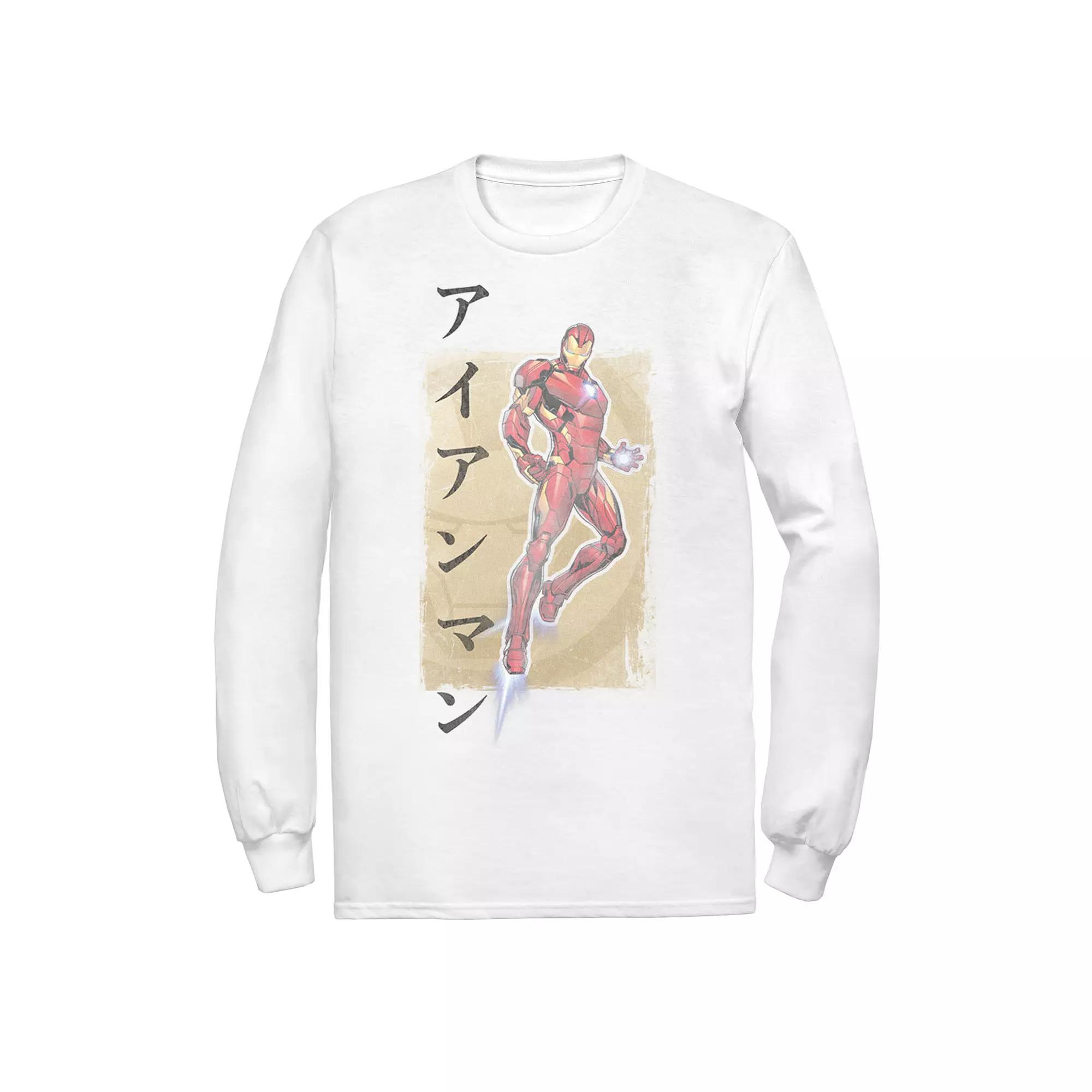 Men's Marvel Avengers Assemble Iron Man Kanji Long Sleeve Graphic Tee,  Product Image
