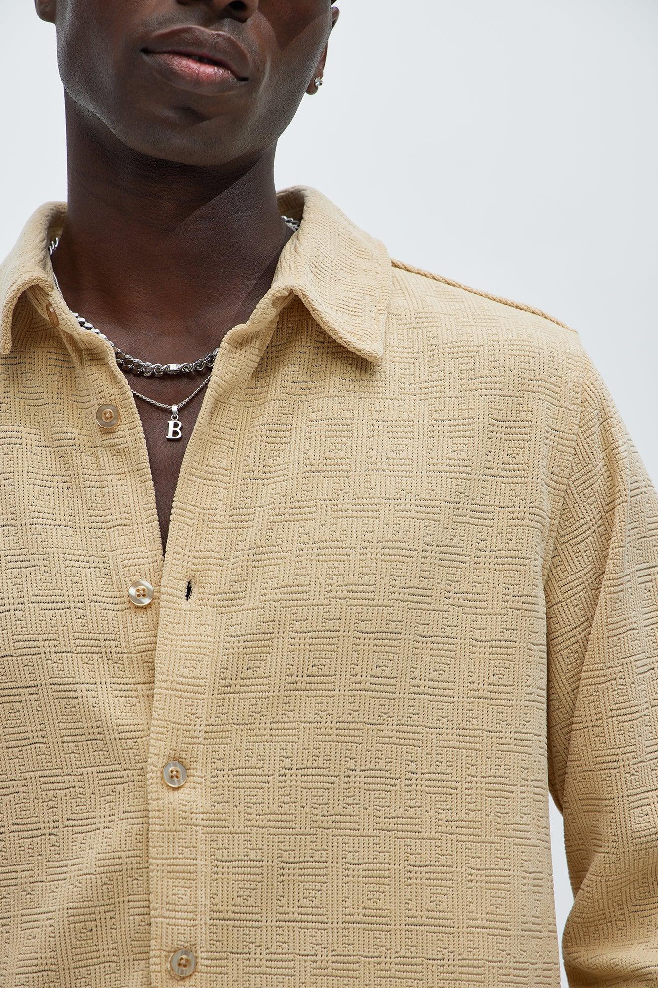 No Accident Textured Shirt - Tan Product Image