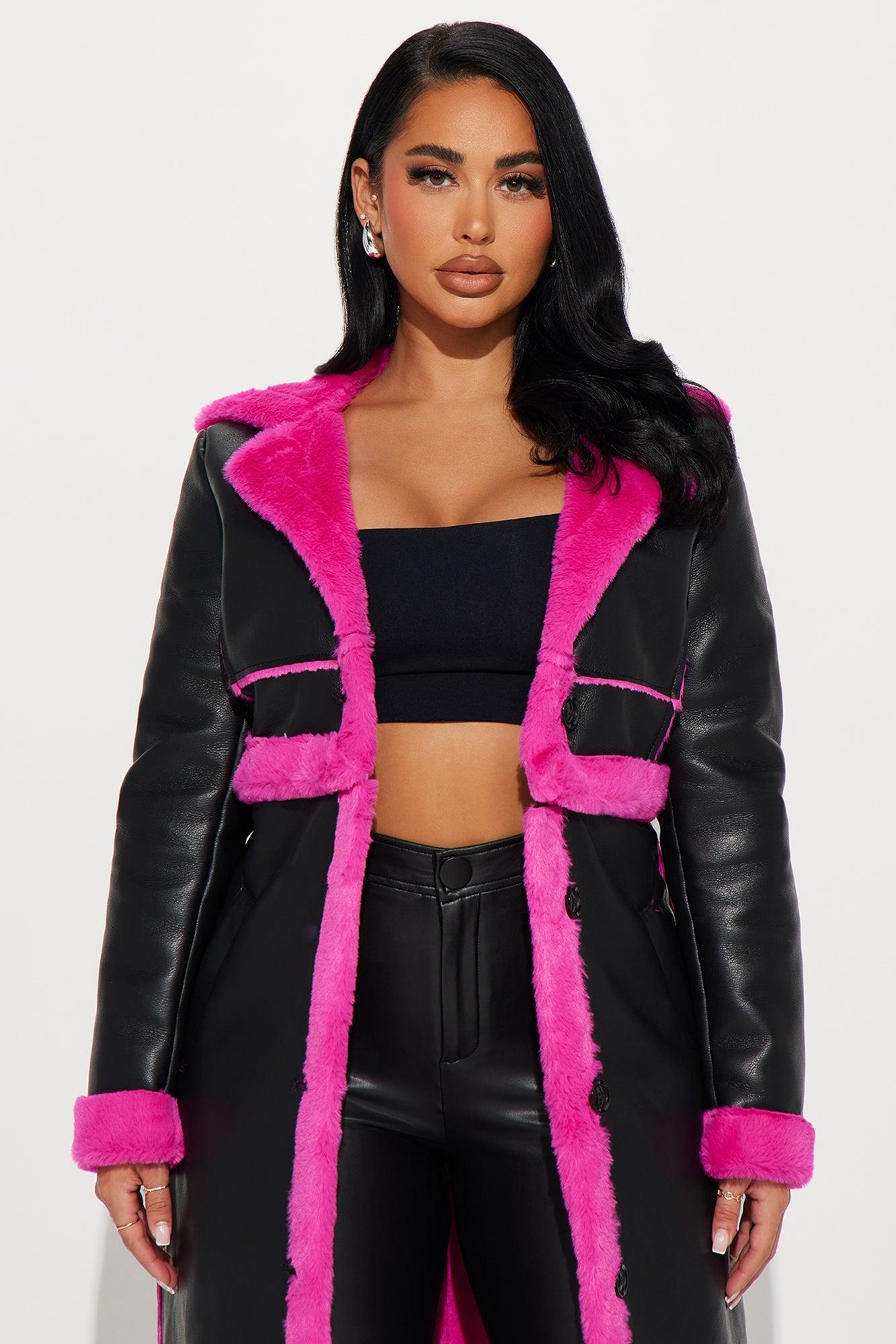 Better Than Your Next Convertible Trench Coat - Black/Pink Female Product Image