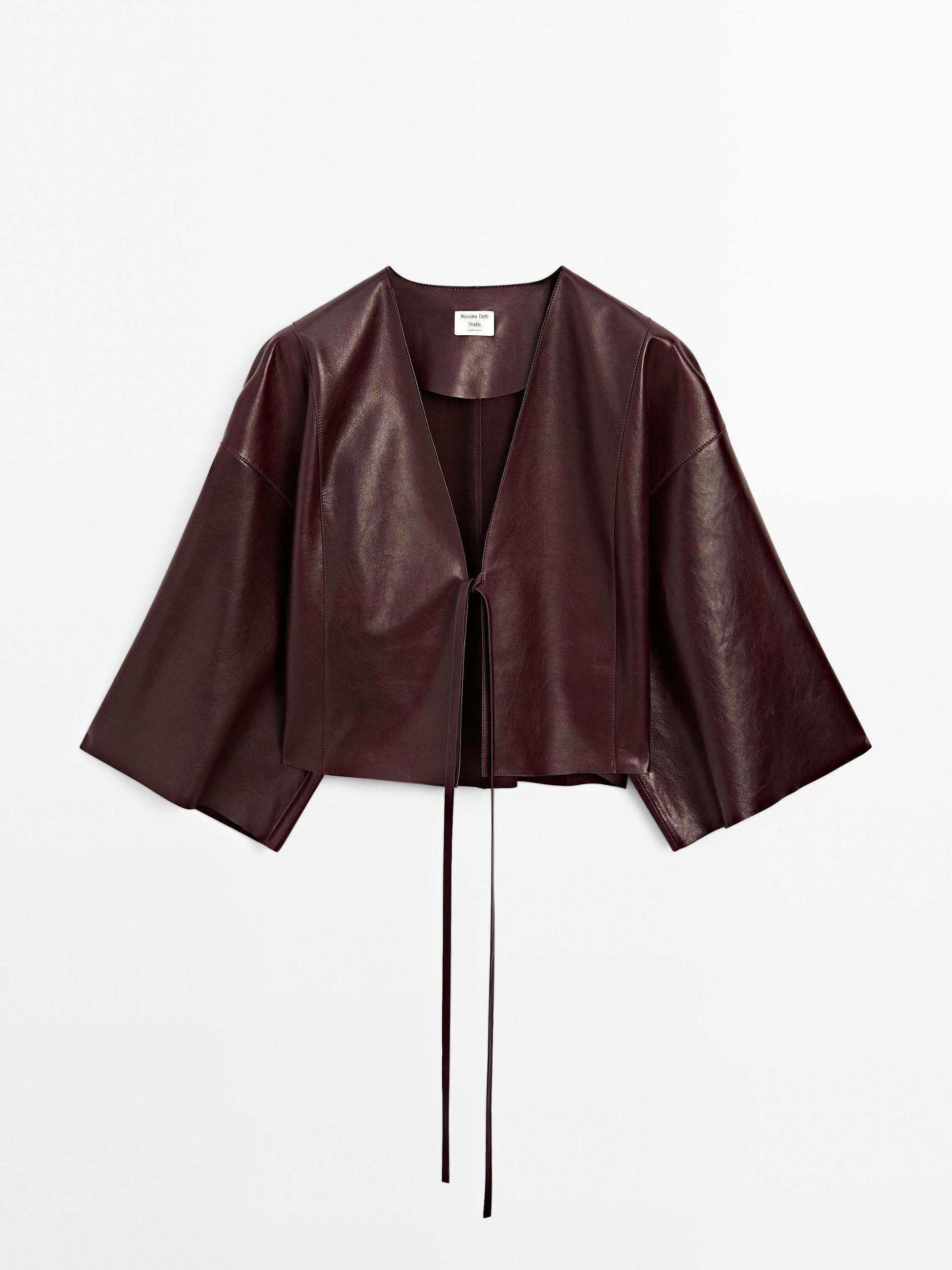 Nappa leather V-neck kimono - STUDIO Product Image