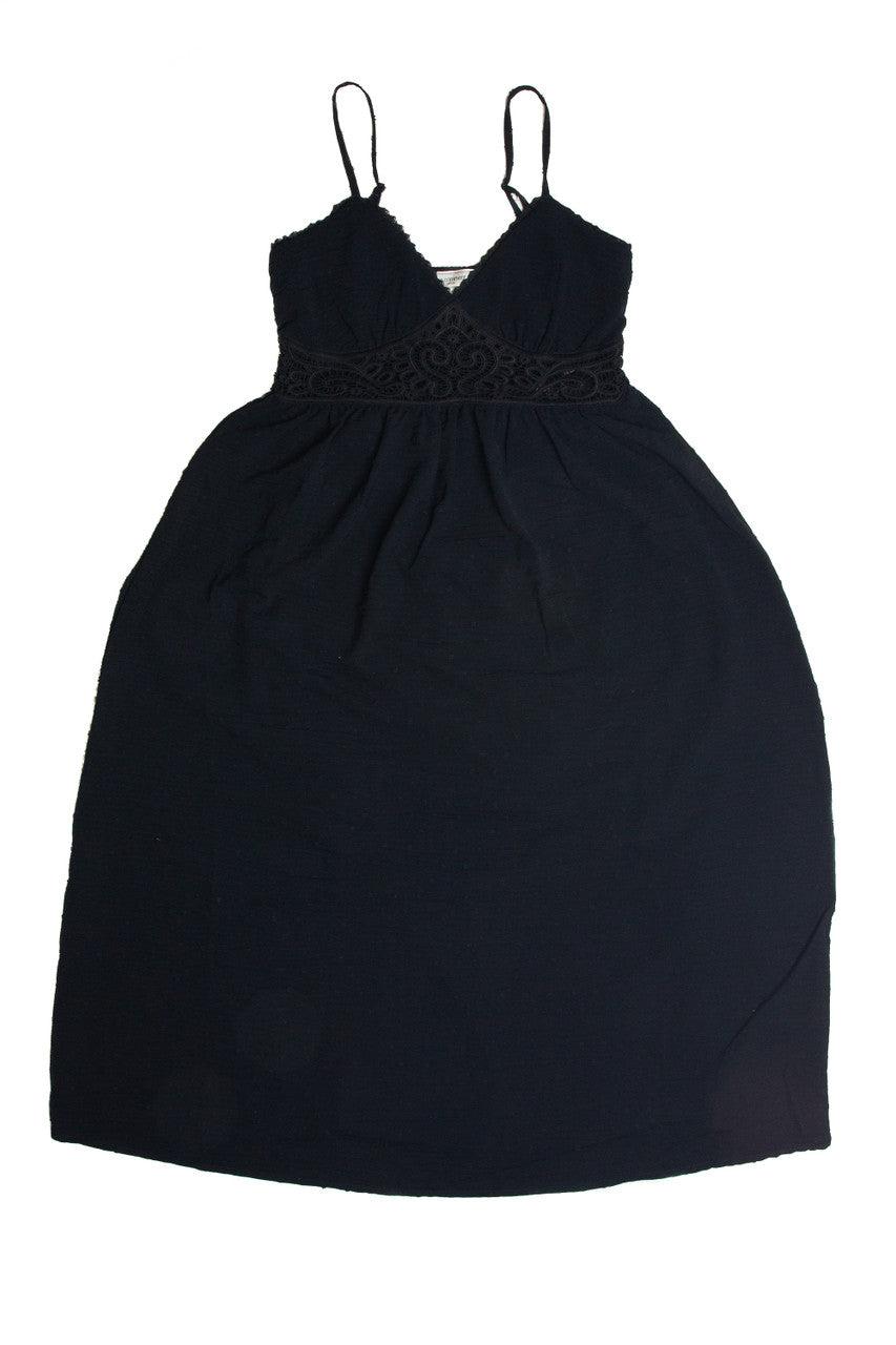 Black Crochet Waist Maxi Dress Product Image