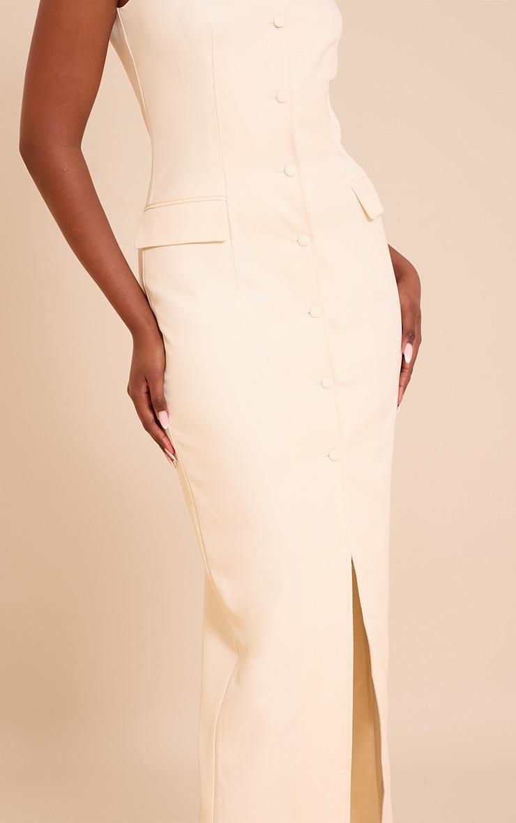 Butter Cream Woven Button Maxi Dress Product Image