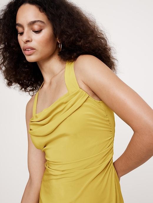 Matte Silk Cowl-Neck Backless Maxi Dress Product Image