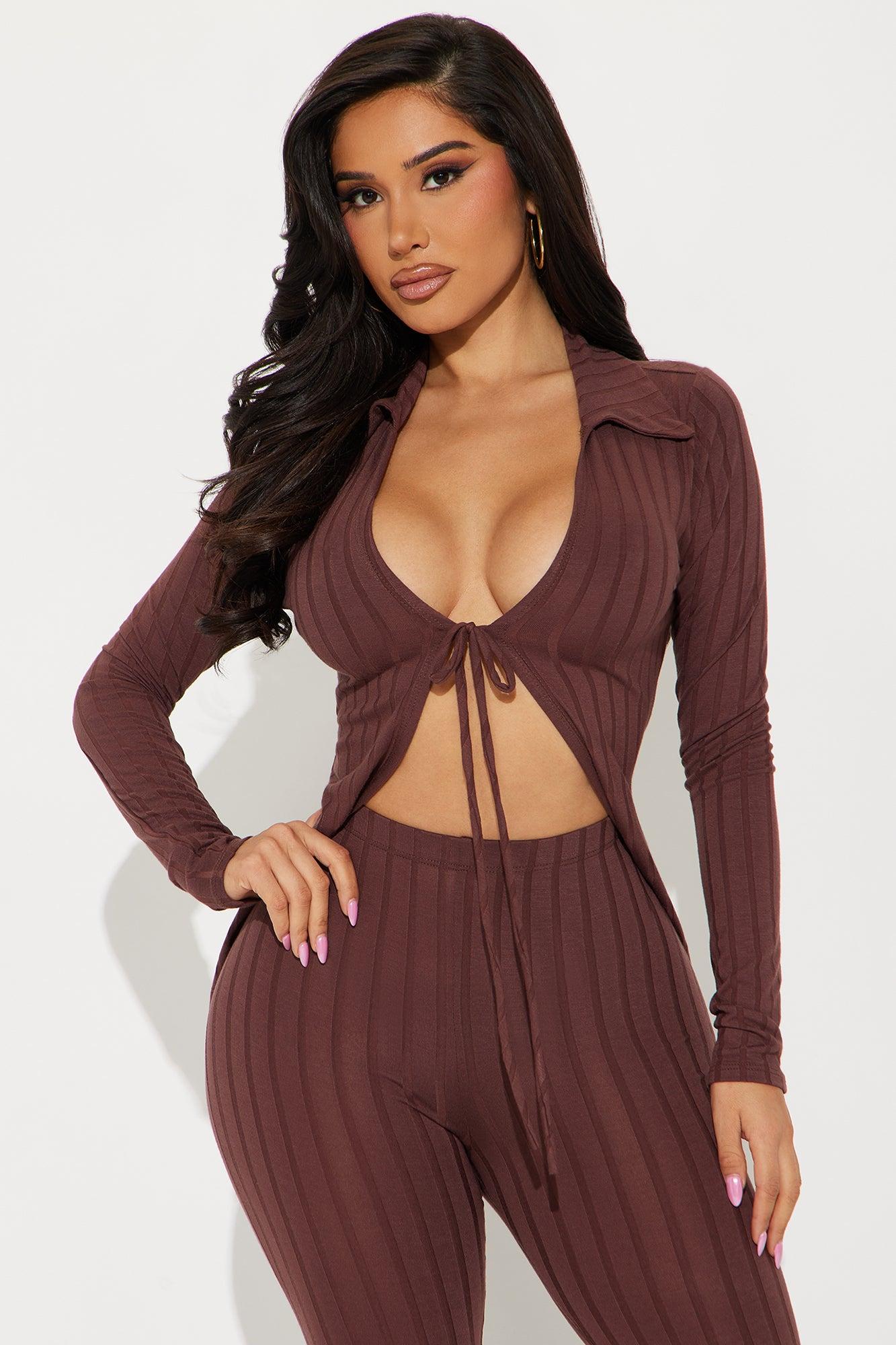 Dalia Flyaway Pant Set - Brown Product Image