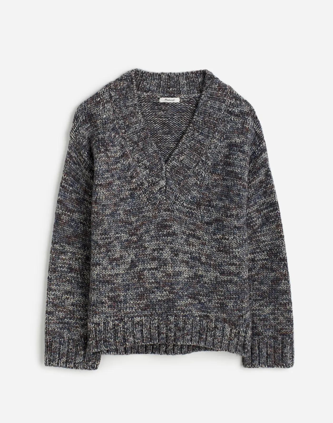 Spray-Dyed V-Neck Oversized Sweater Product Image