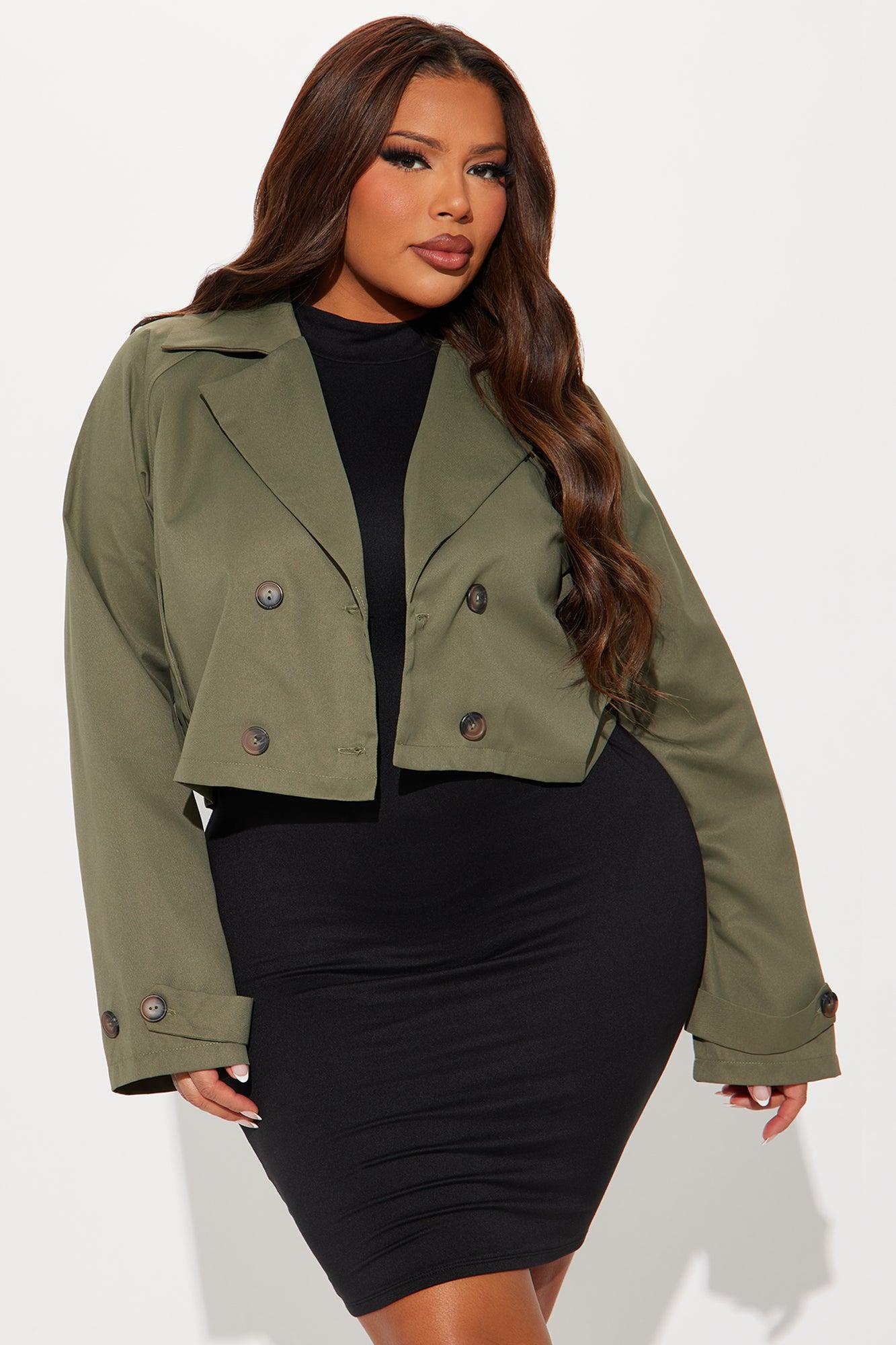 Rainy Days Cropped Trench - Olive Female Product Image