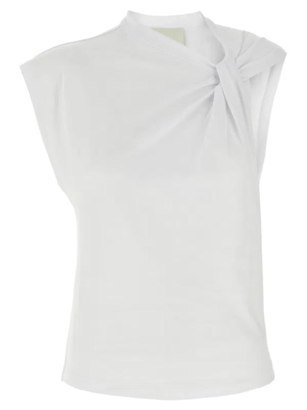 ISABEL MARANT Cap Sleeves Knot-detail Cotton Top In White Product Image