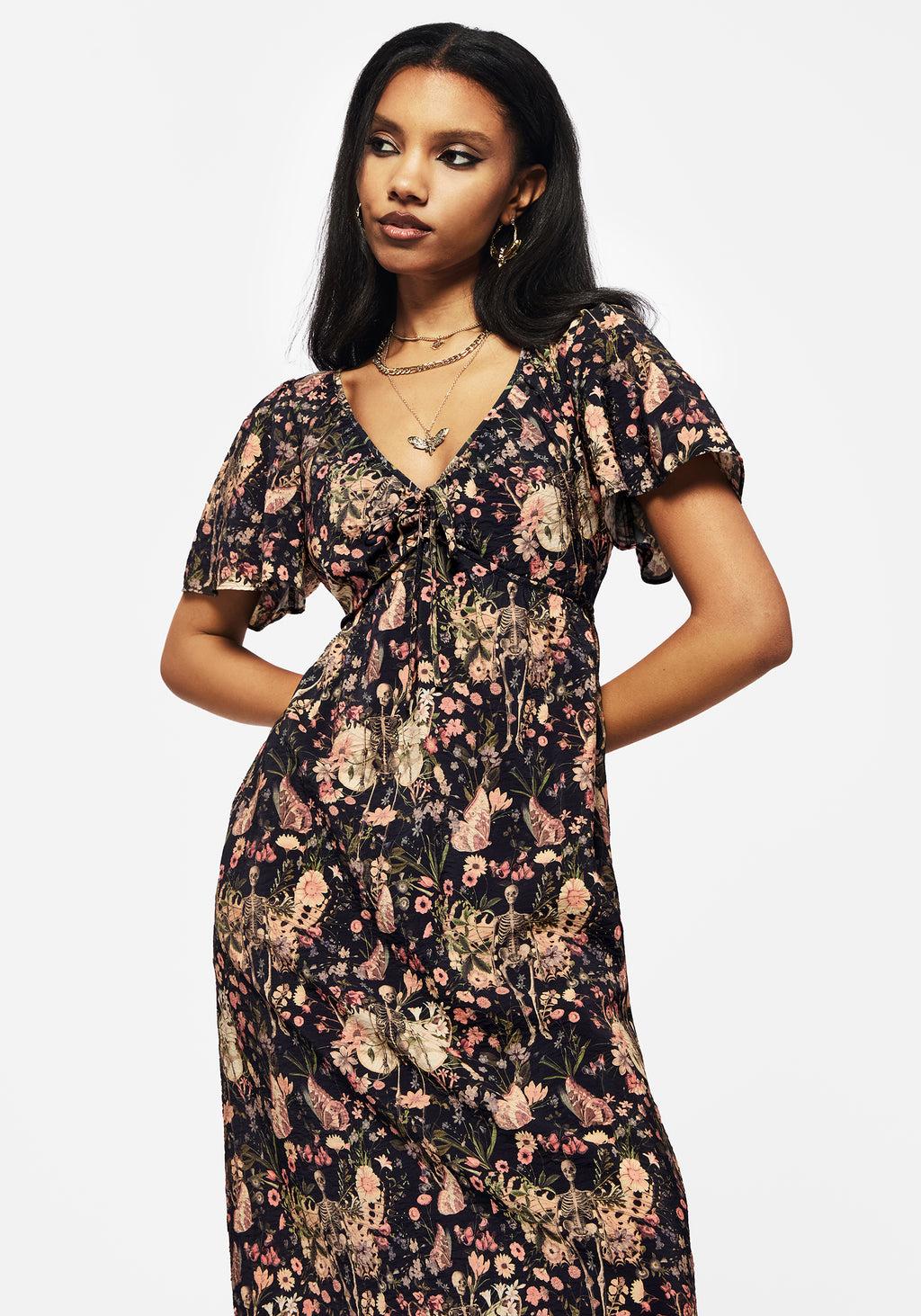 Pixie Floral Print Tie Front Maxi Dress Product Image