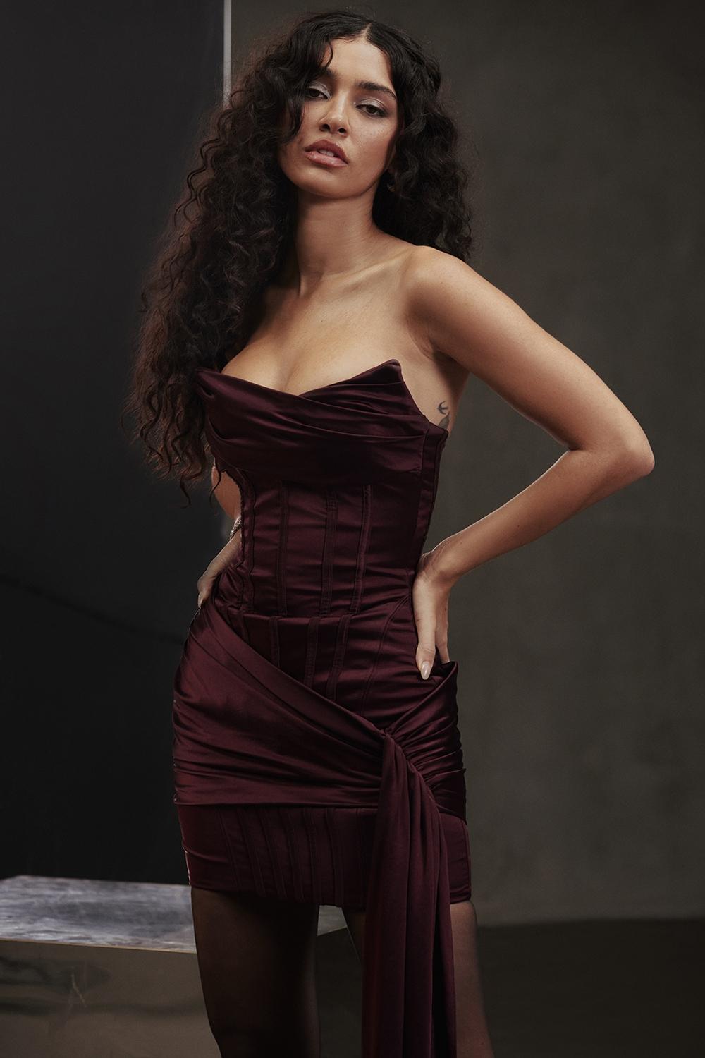Loubella  mulberry strapless corset dress - sale Product Image