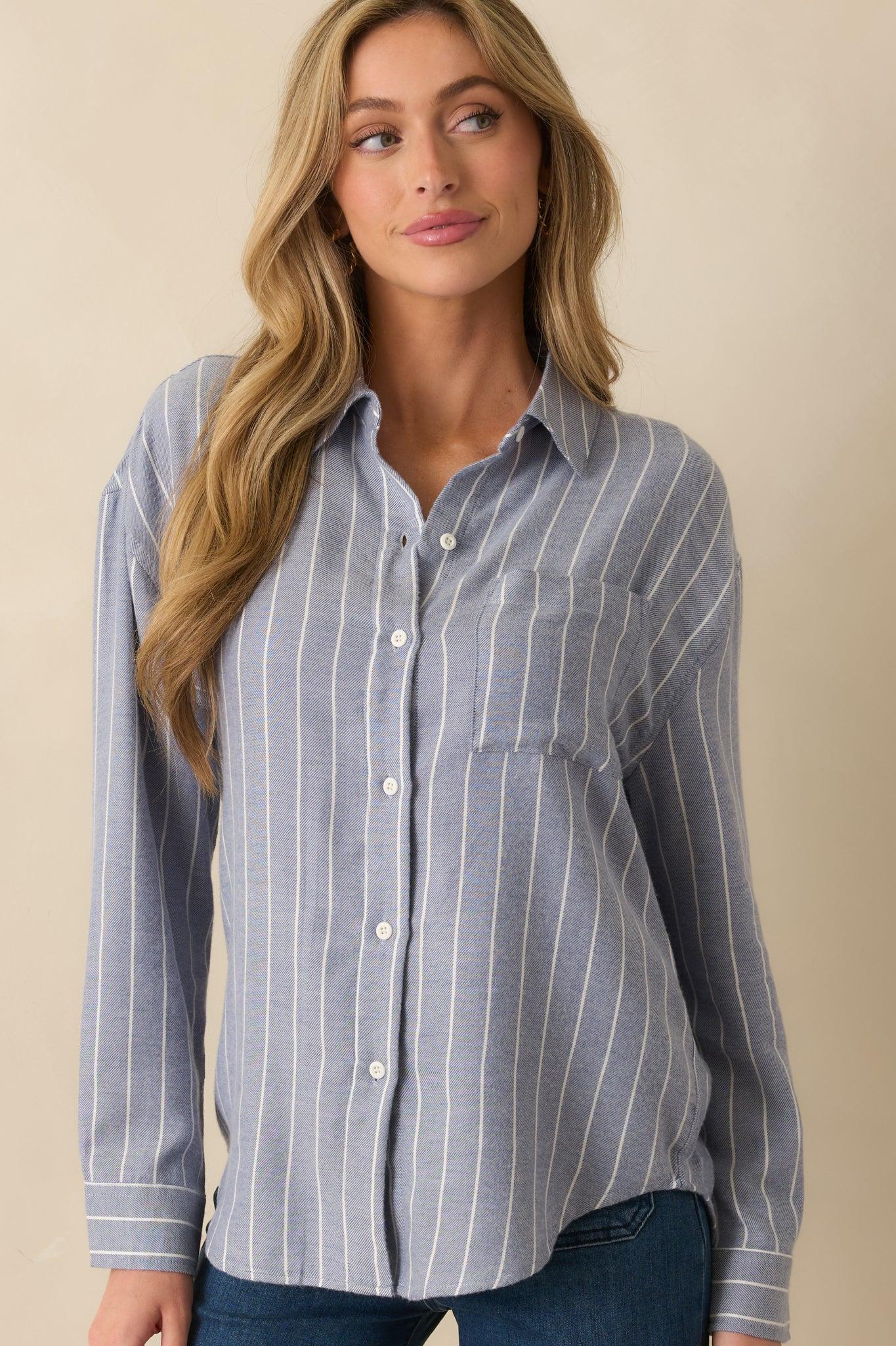 Z Supply Blue Velvet River Plaid Button Up Product Image