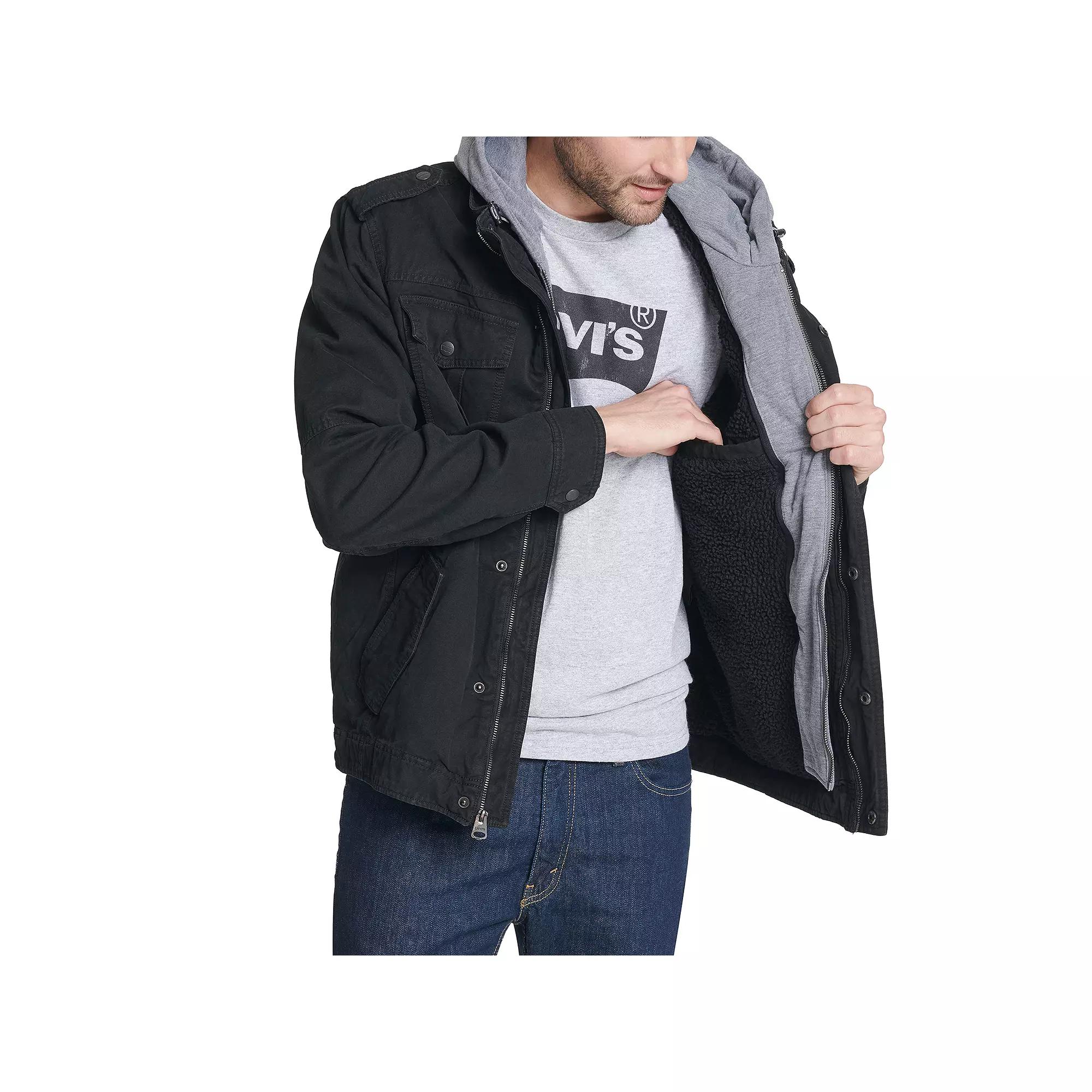 Men's Levi's® Washed Cotton Sherpa-Lined Hooded Trucker Jacket,  Product Image