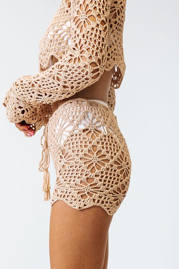 Sunrise To Sunset Crochet Shorts Product Image