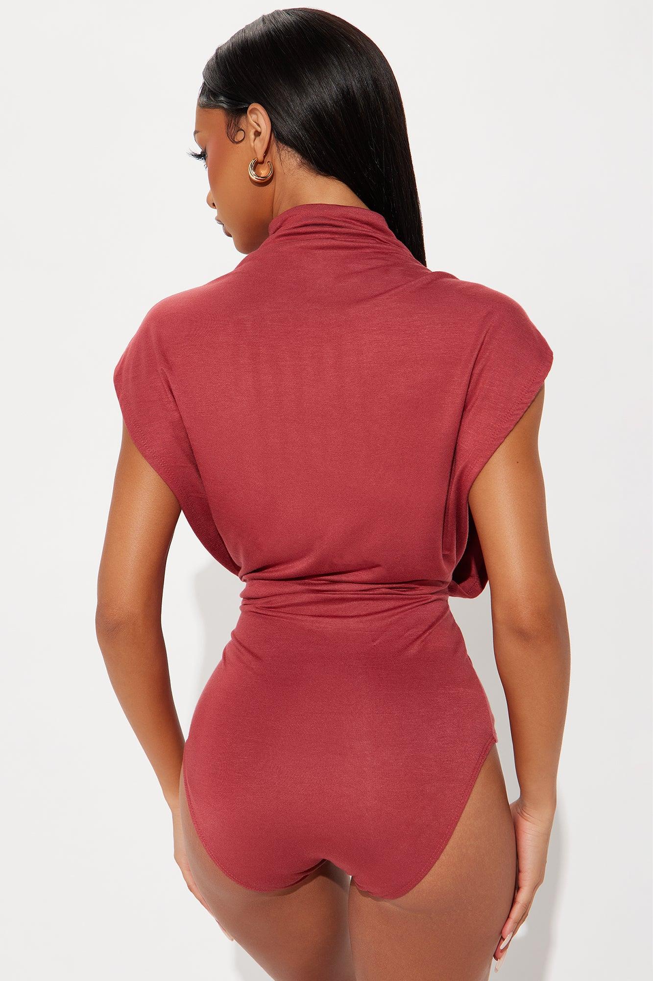 Audra Double Lined Turtle Neck Bodysuit - Rust Female Product Image