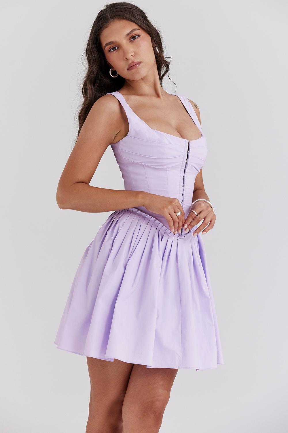 Cupid  orchid pleated cotton mini dress Product Image