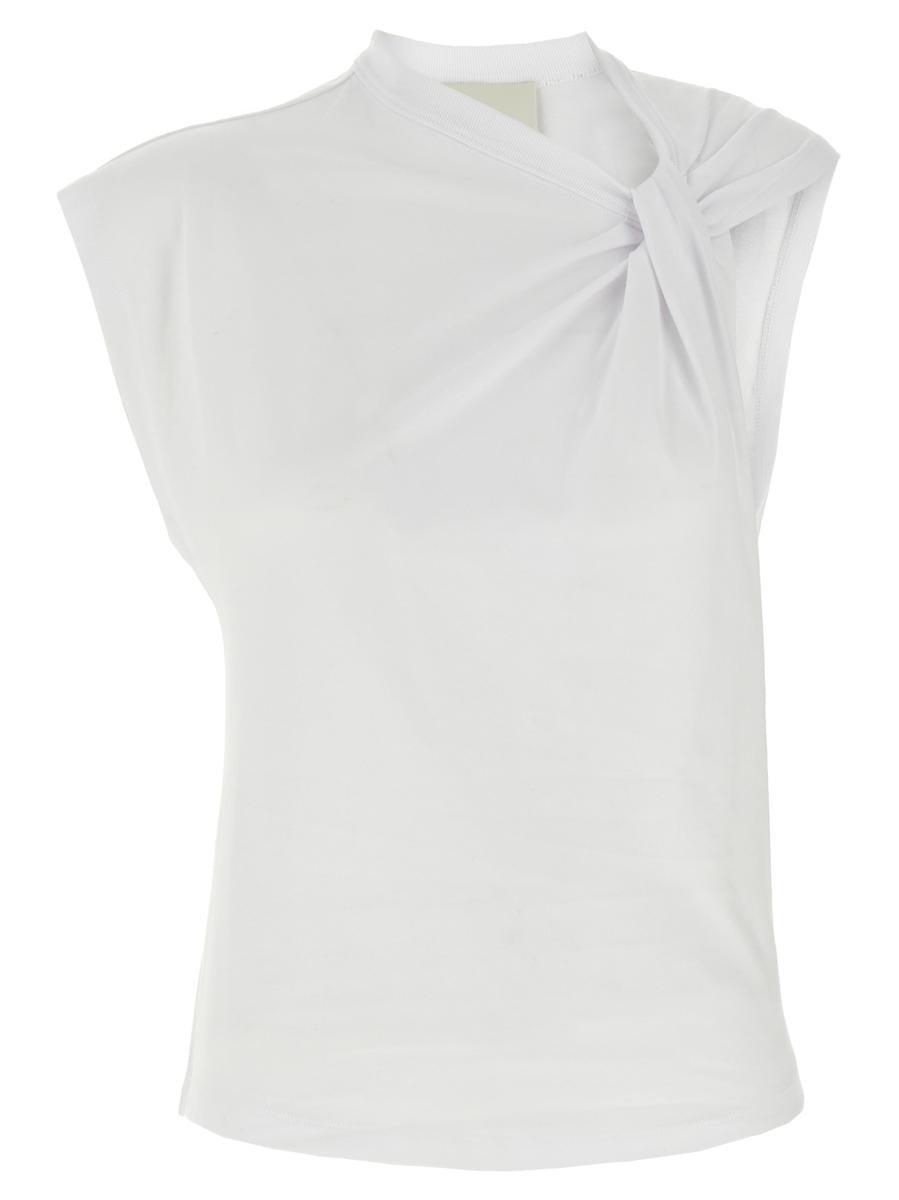 ISABEL MARANT Cap Sleeves Knot-detail Cotton Top In White Product Image