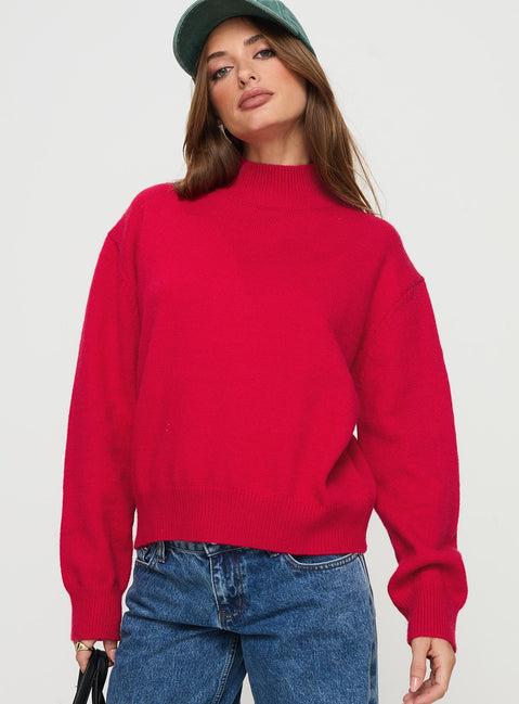 Oberan Knit Sweater Red Product Image