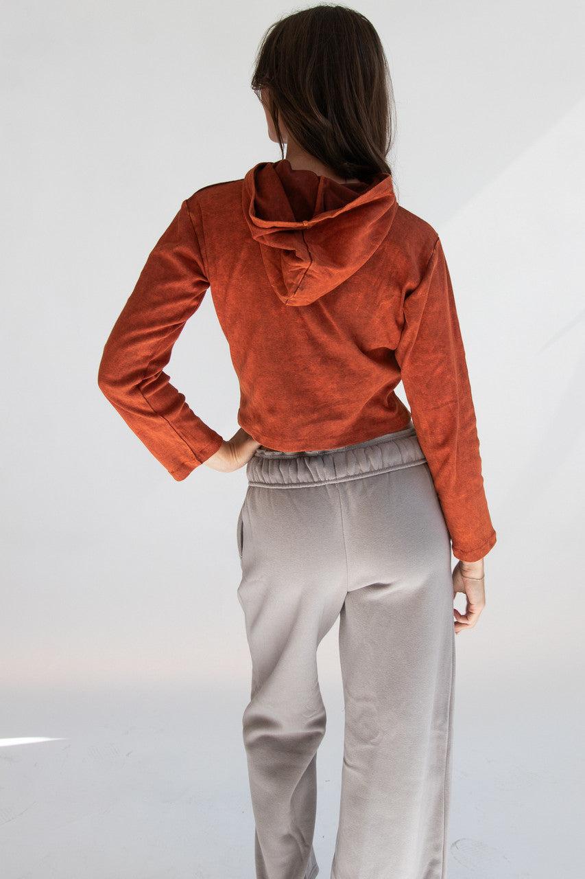 Embroidered Mushroom Mineral Wash Crop Hoodie Product Image