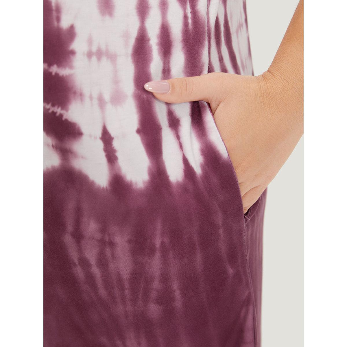 Plus Size Brown Tie Dye Pocket Adjustable Straps Cami Jumpsuit Women Casual Sleeveless Spaghetti Strap Dailywear Loose Jumpsuits BloomChic 12/L Product Image