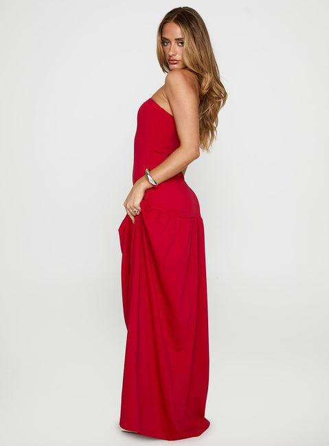 Move Me Strapless Maxi Dress Red Product Image
