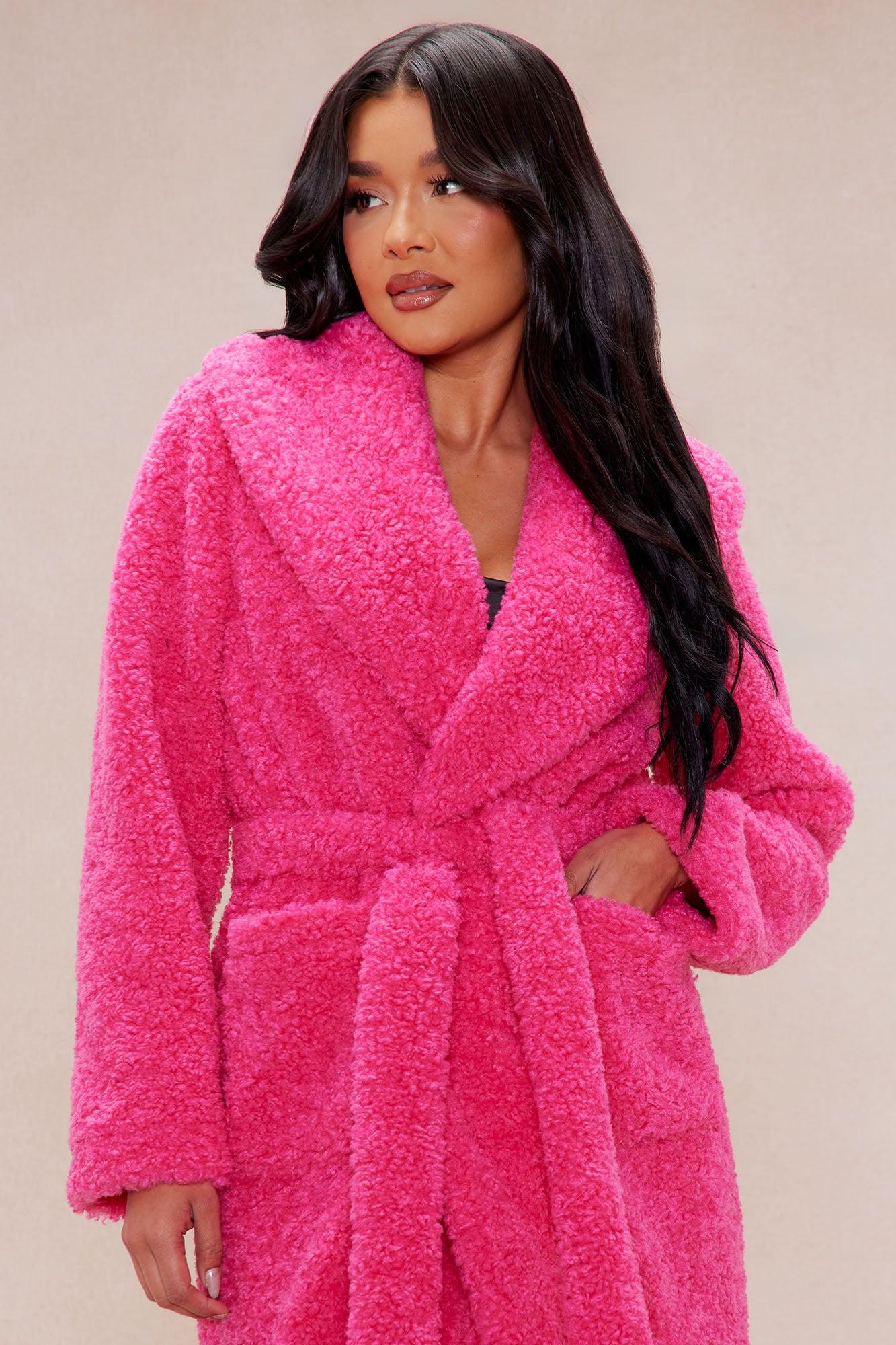 Alyssa Faux Fur Coat - Hot Pink Product Image