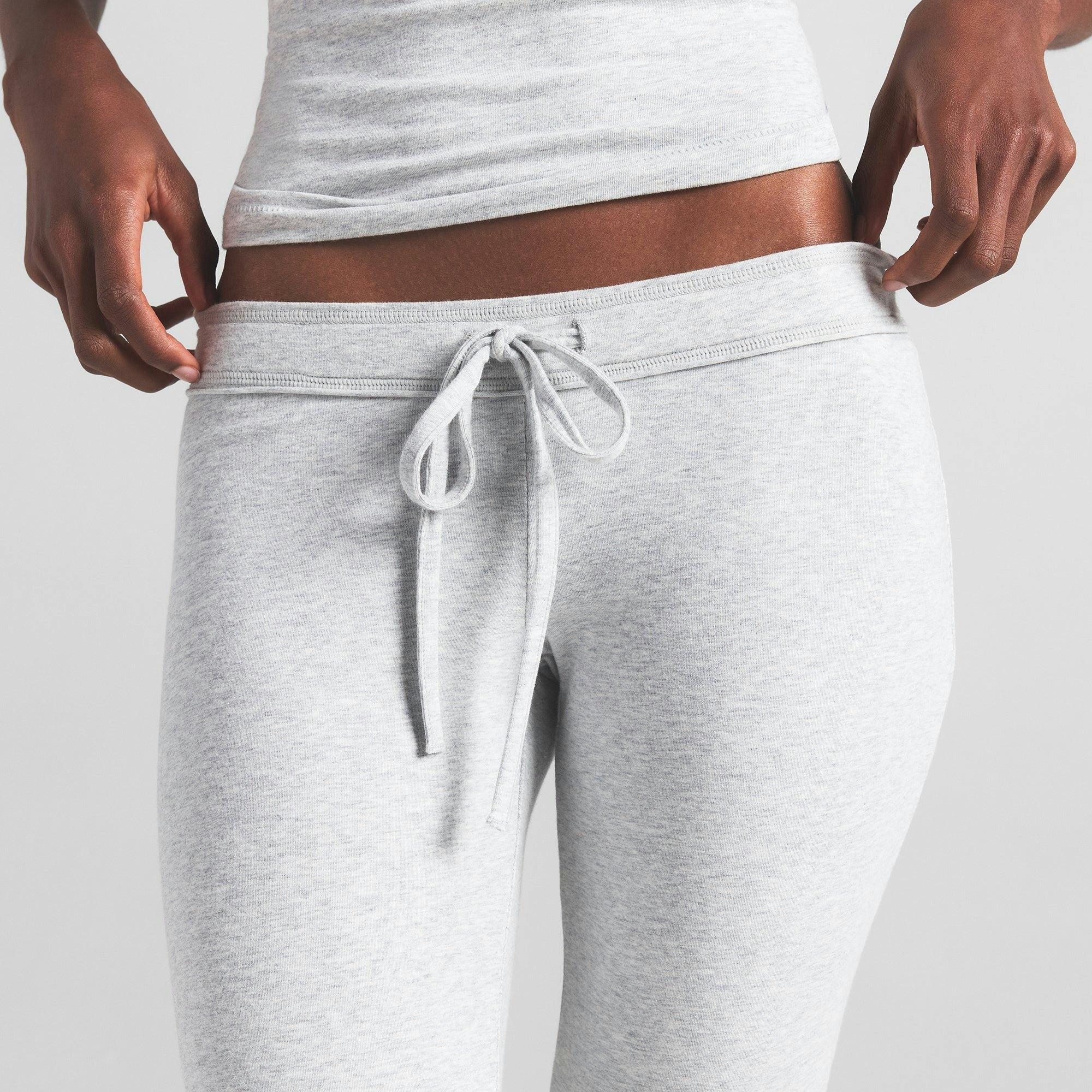 COTTON JERSEY LOW RISE CROP PANT | LIGHT HEATHER GREY Product Image