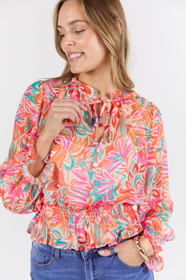 Take Me To The Tropics Multi Print Blouse With Cami Lining FINAL SALE Product Image