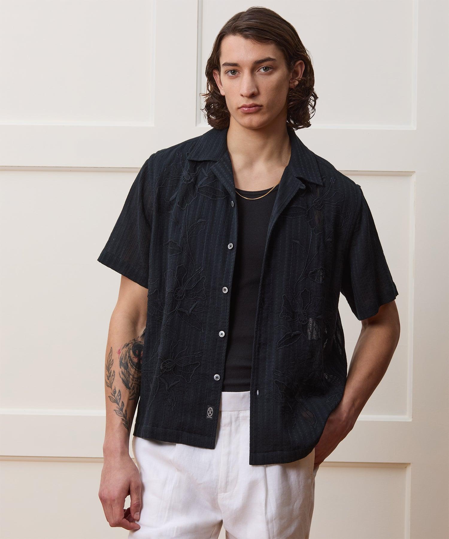 Cropped Cotton Camp Collar Shirt Product Image