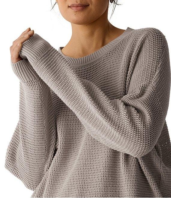 Eileen Fisher Soft Organic Cotton Blend Knit Round Neck Long Sleeve Top Product Image