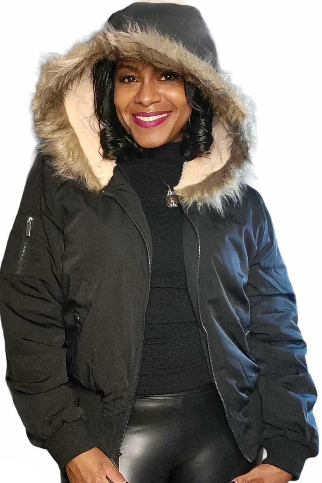 Faux Fur Hooded Jacket Product Image