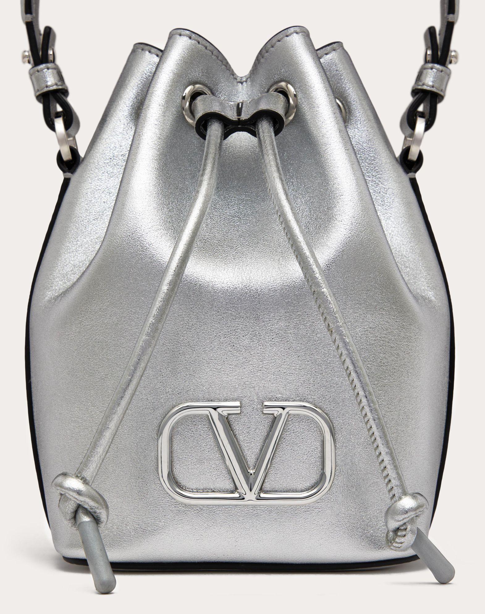 Mini Vlogo Signature Bucket Bag In Metallic Nappa Leather Product Image