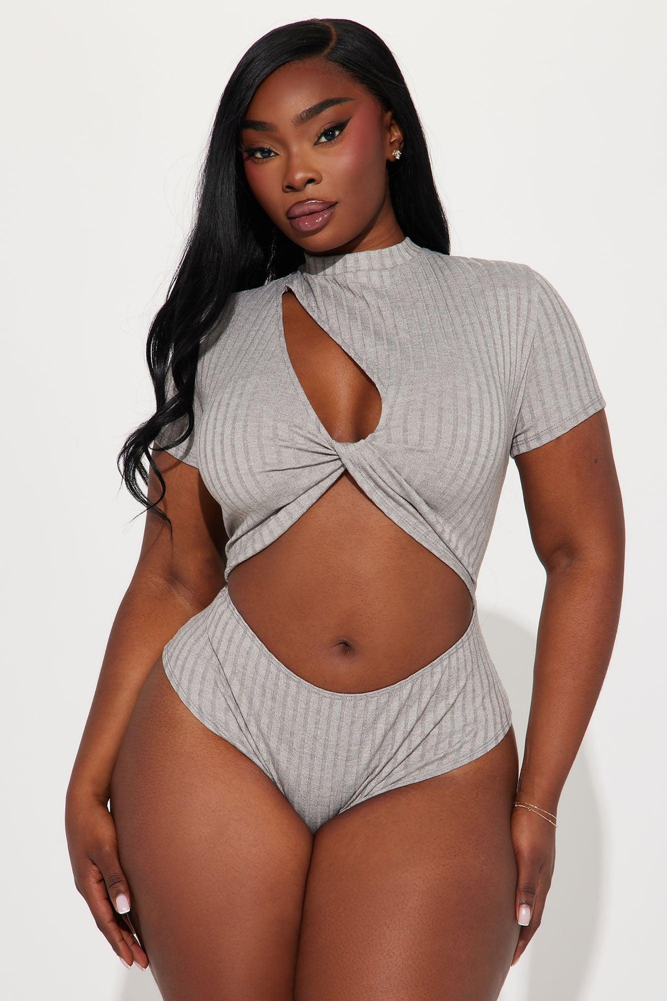 Attract It Cut Out Bodysuit - Heather Grey Product Image
