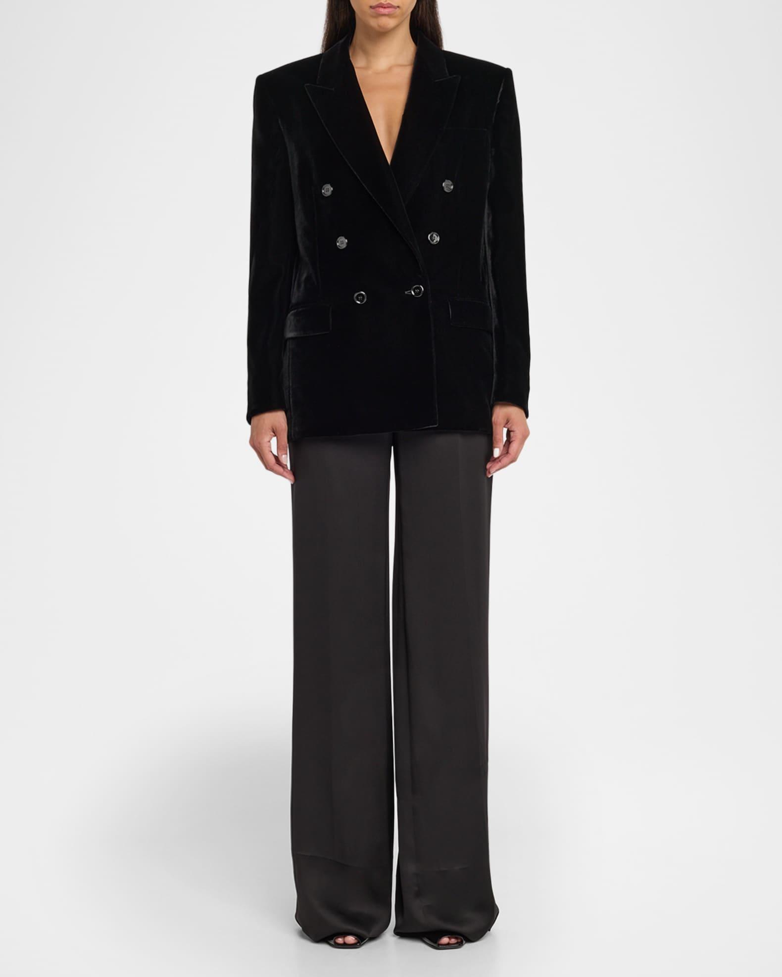 Velvet Double-Breasted Blazer Product Image
