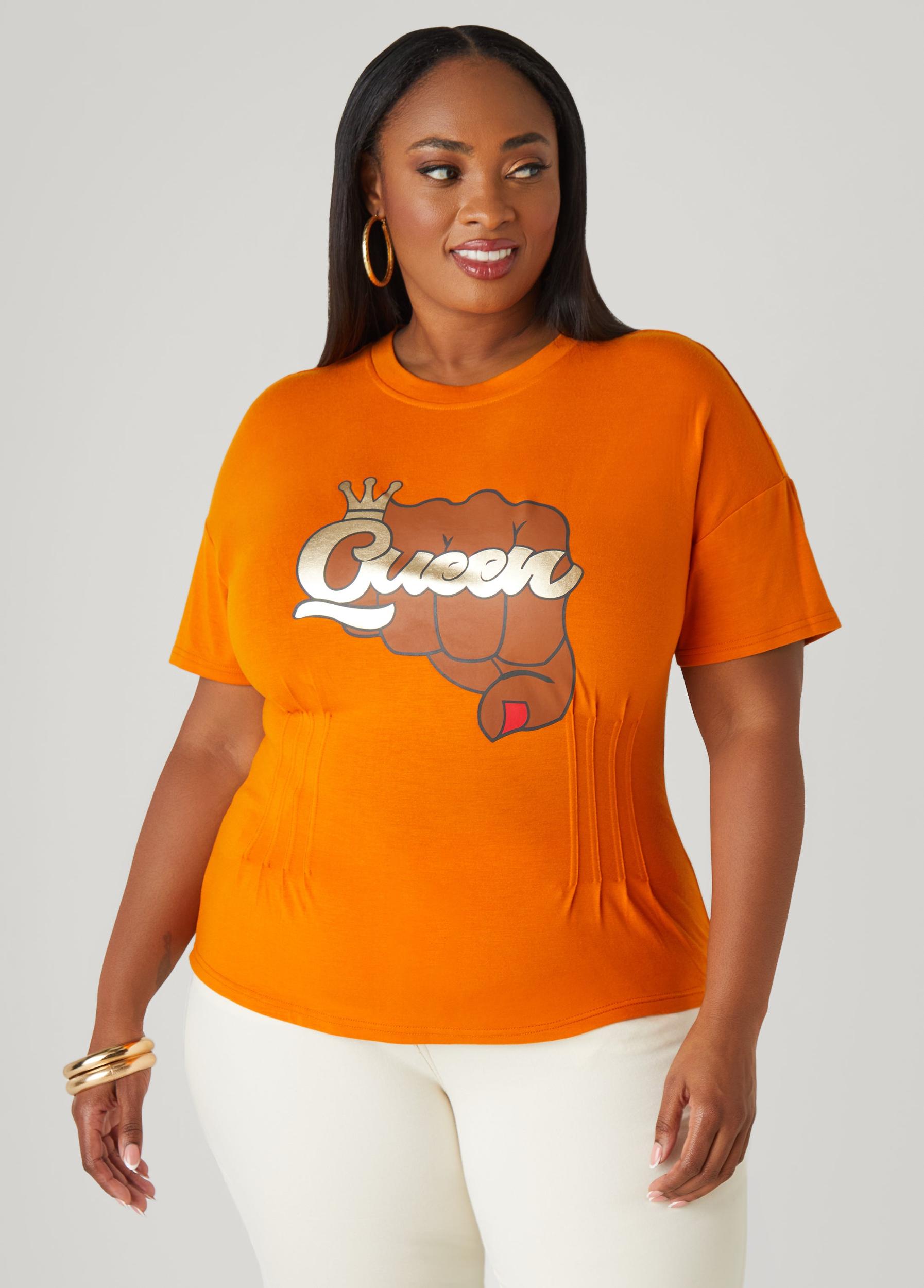 Plus Size Metallic Queen Graphic Tee Ashley Stewart Product Image