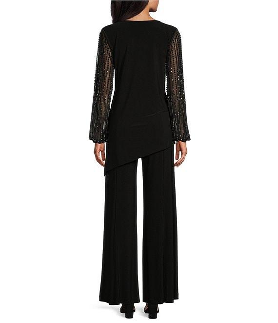 Marina Beaded Long Sleeve Crew Neck 2-Piece Pant Set Product Image