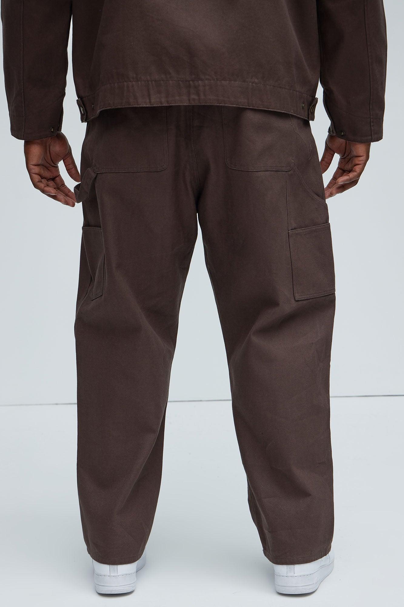 Alexander Double Knee Straight Utility Canvas Pants - Brown Product Image
