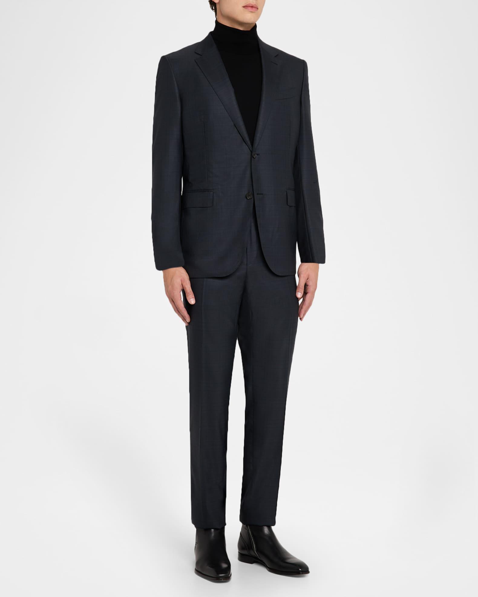 Men's Wool Woven Plaid Two-Piece Suit Product Image