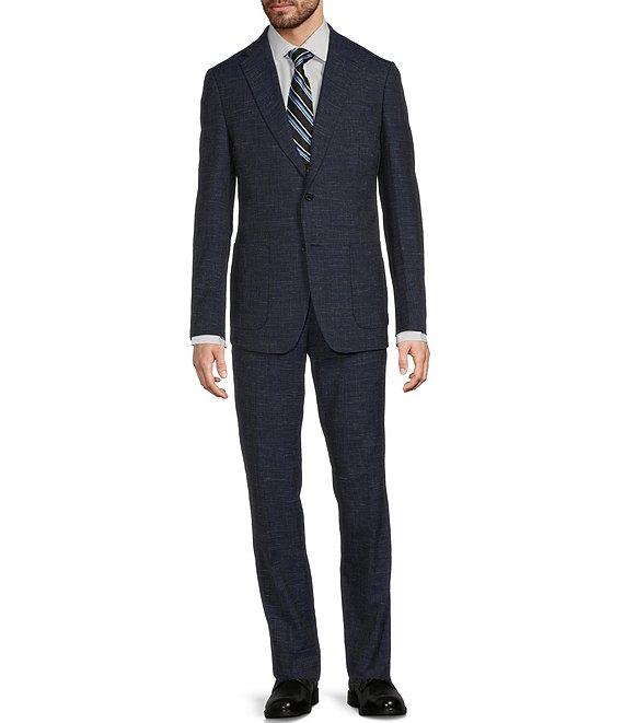 Hickey Freeman Modern Fit Flat Front Solid Linen Wool Blend 2-Piece Suit Product Image