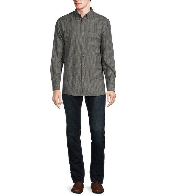 Rowm Big & Tall Long Sleeve Herringbone Geometric Print Woven Shirt Product Image