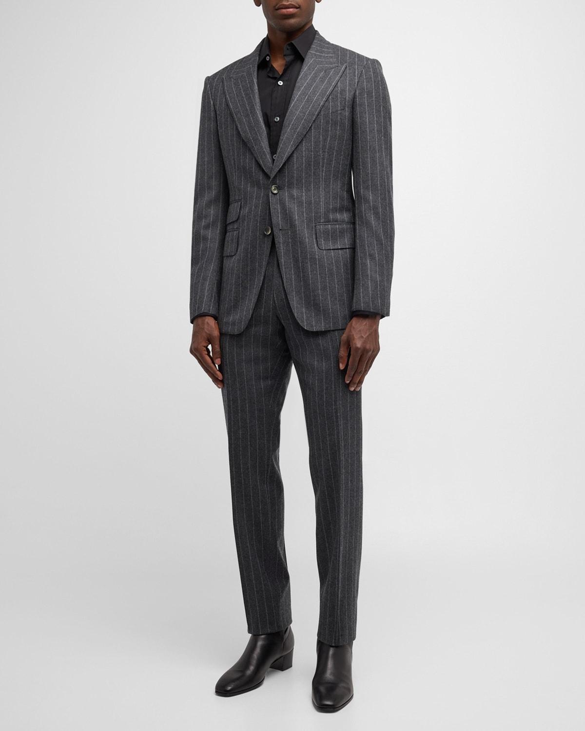 Mens Shelton Flannel Chalk Stripe Suit Product Image