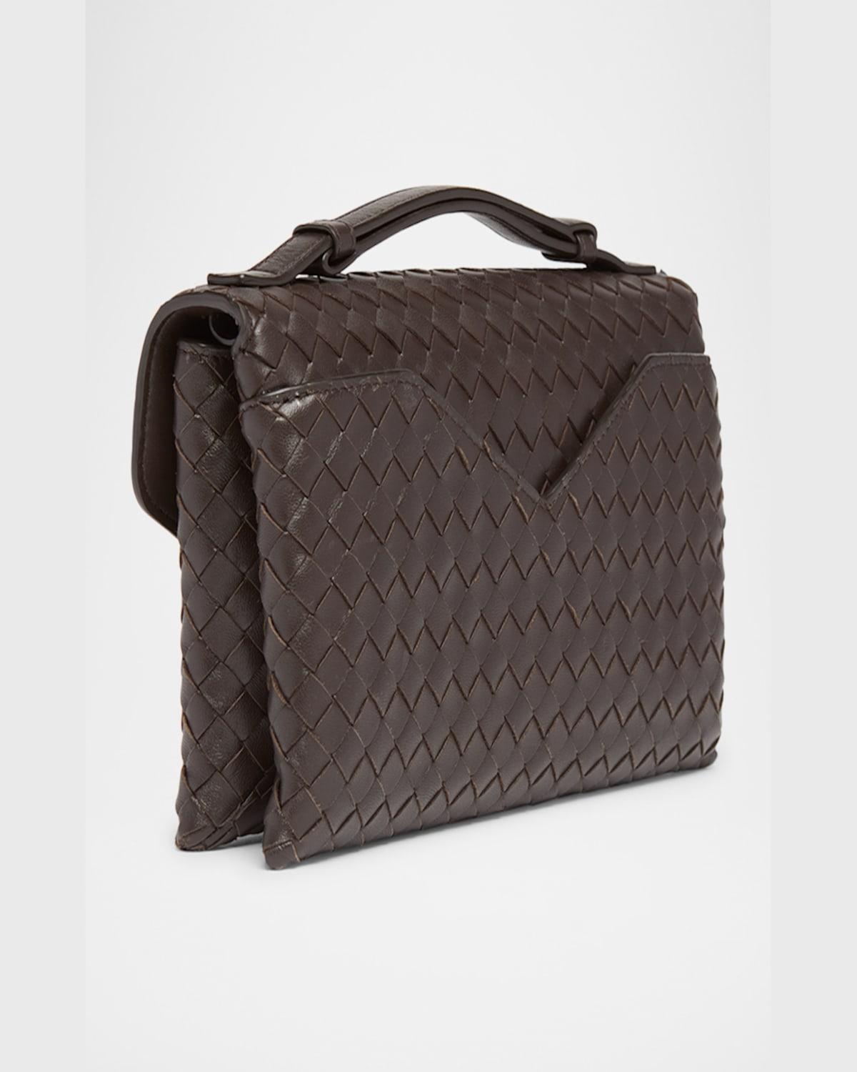 BOTTEGA VENETA Knot Lock Medium Intrecciato Leather Shoulder Bag In Brown Product Image