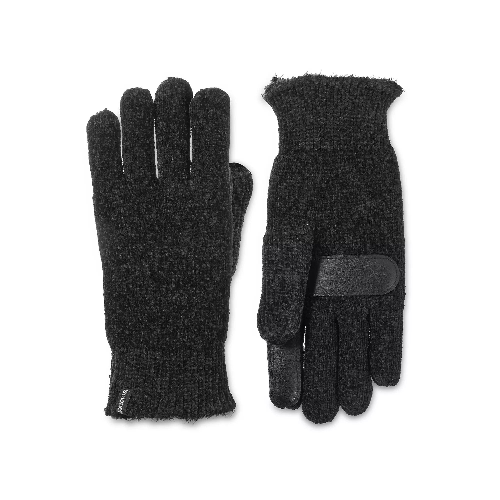 Women's isotoner Lined Chenille Gloves, Black Product Image